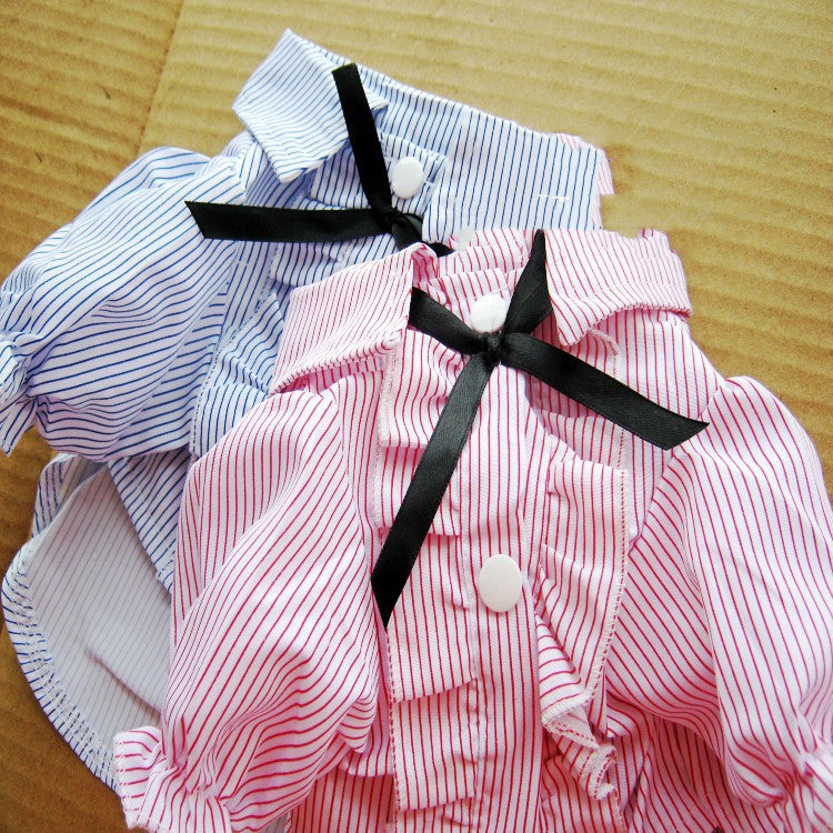 Bubble Sleeve Bow Tie Pet Shirt Pet Clothes Dog Clothes Lovers Pet Shirt Pet Wholesale