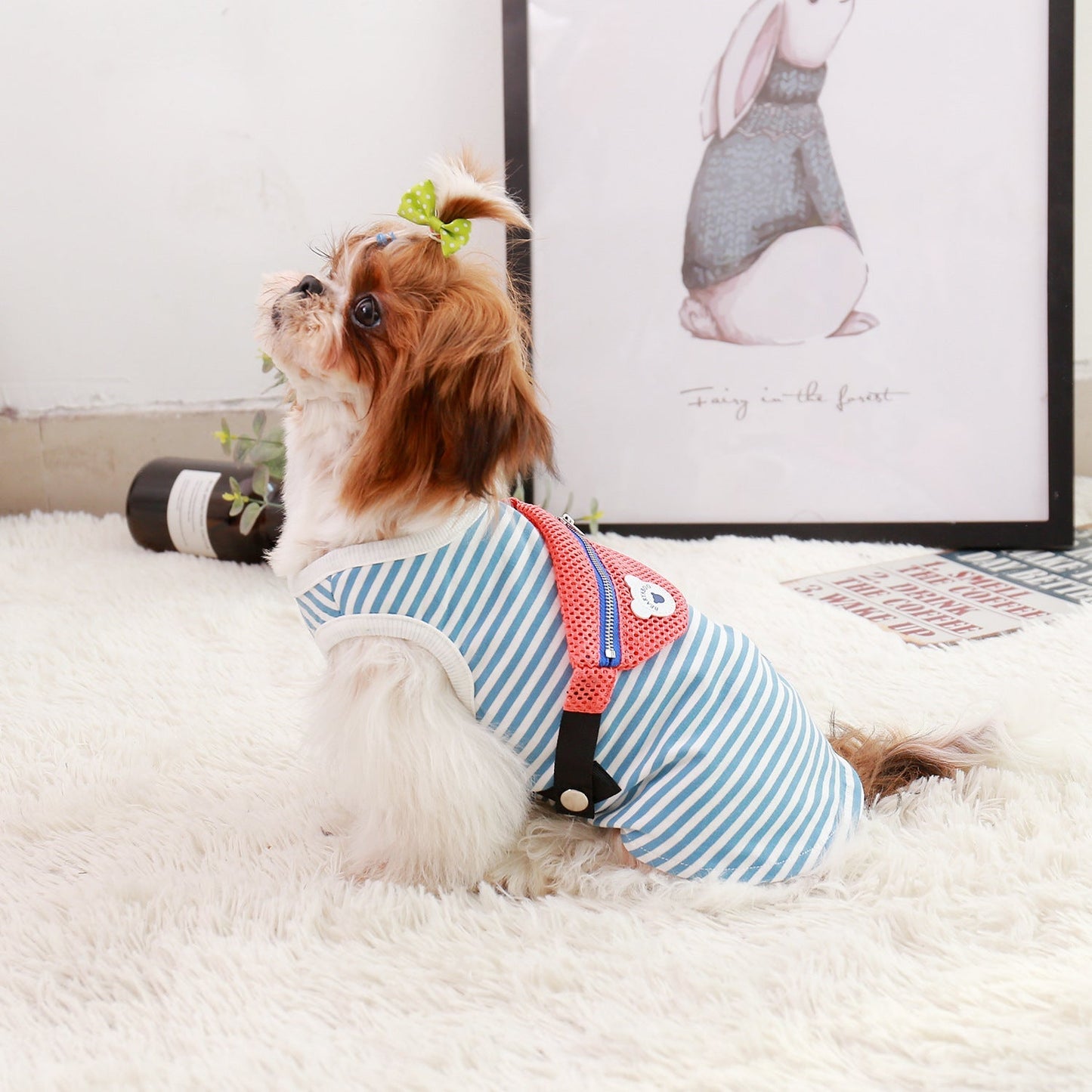 Dog Summer Clothes Cotton Stretch Backpack Vest Teddy Fighting Pet Clothing