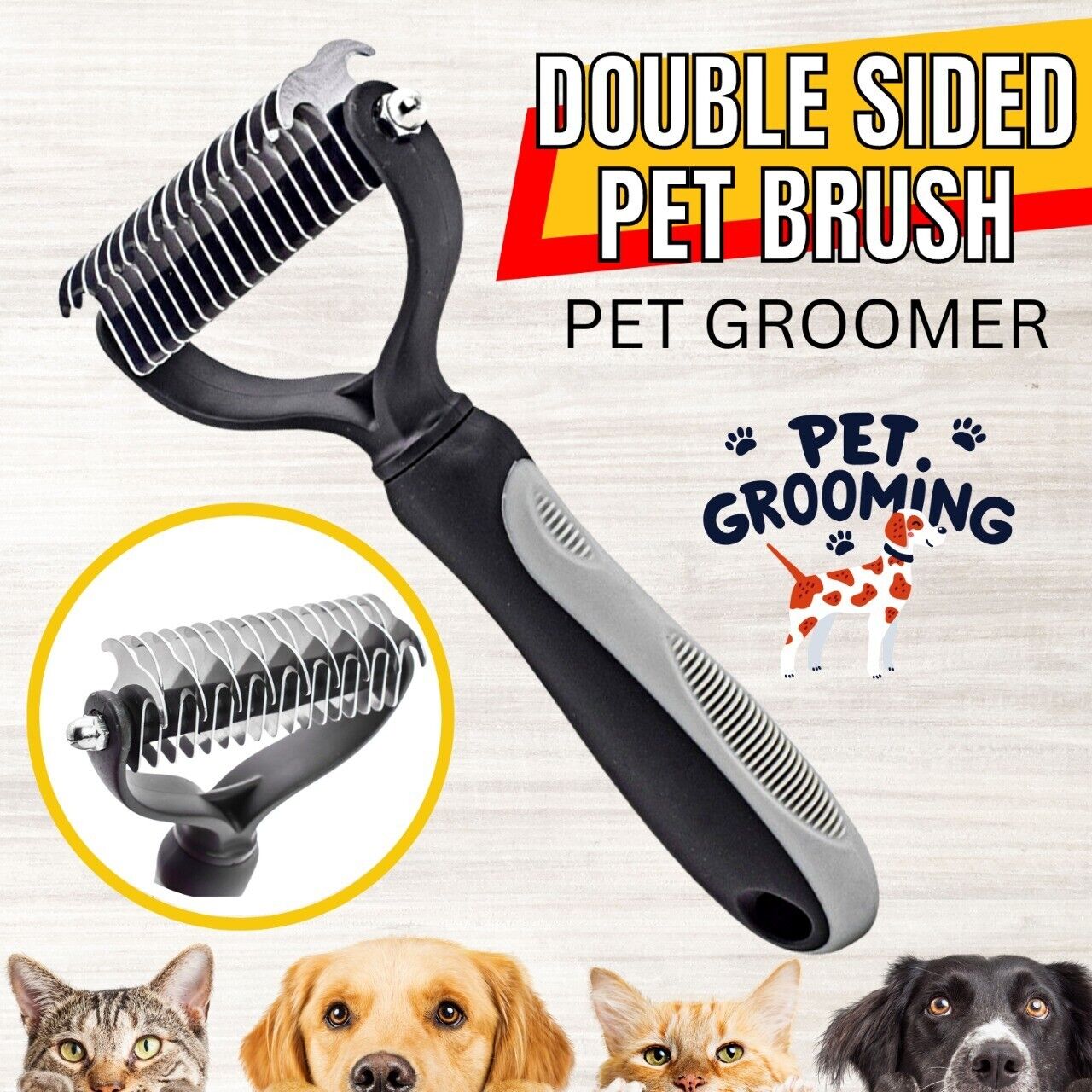 Professional Pet Grooming Tool 2 Sided Undercoat Dog Cat Shedding Comb Brush Pet