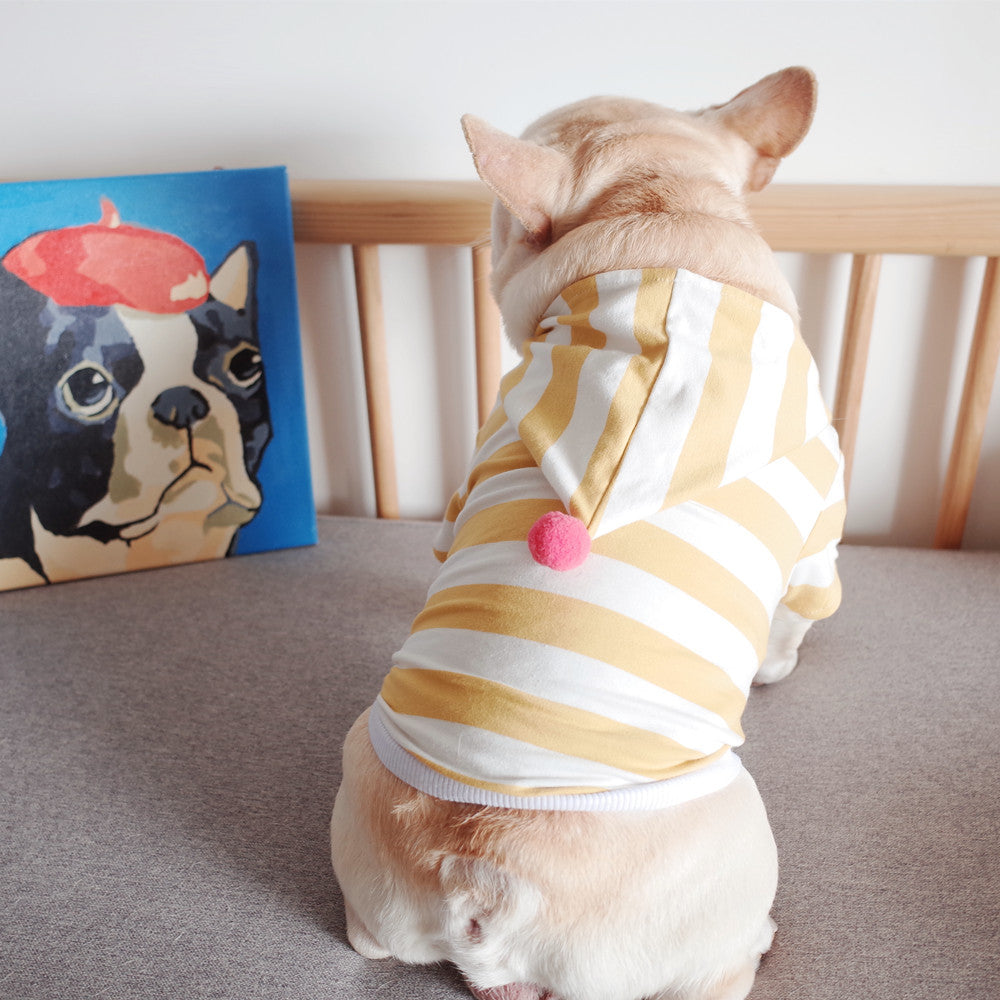 Dog Summer Clothes Stretch Striped Hoodie